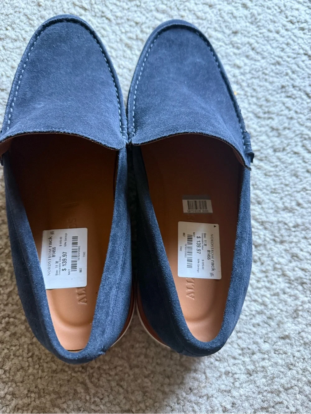 Allen Edmonds Navy Suede Slip-On Loafers